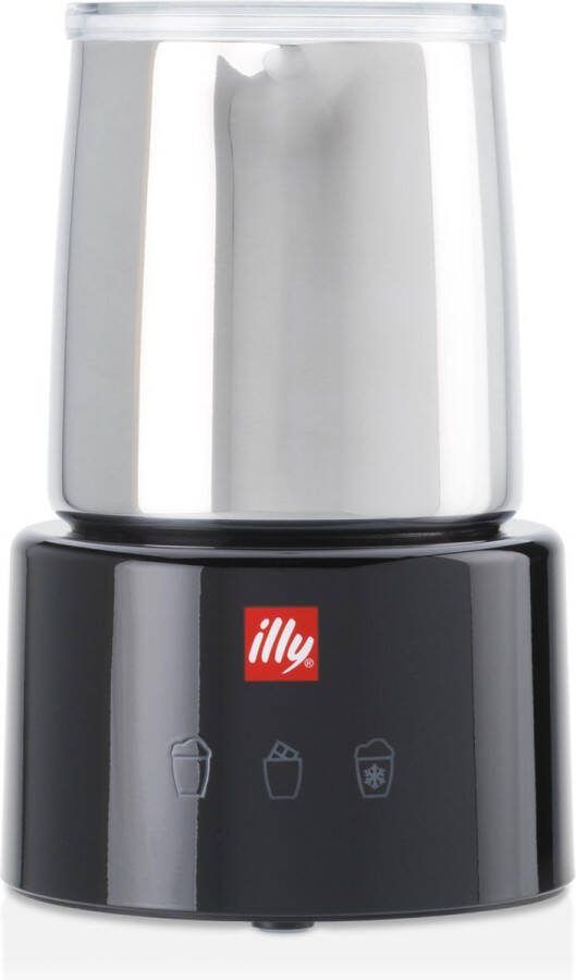 Illy Melkschuimer zwart RVS