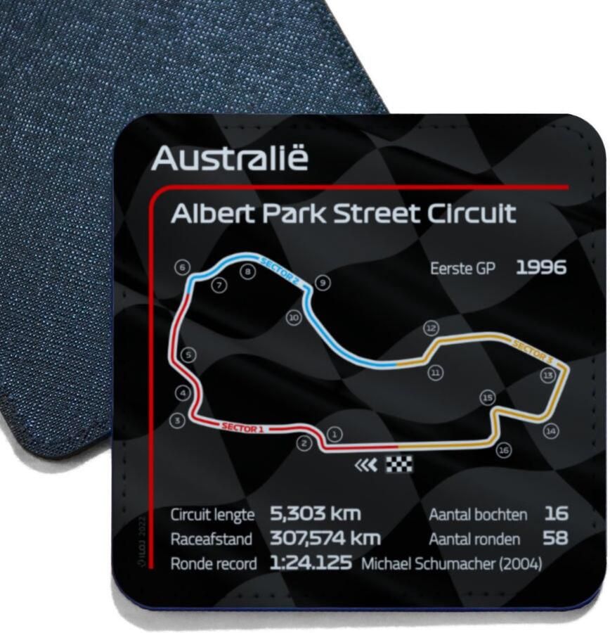 ILOJ onderzetter Formule 1 circuit Australië Albert Park Street Circuit 2022 vierkant