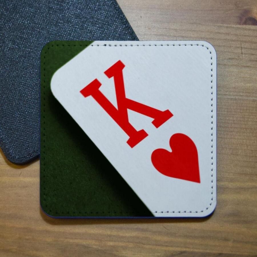 ILOJ onderzetter speelkaart harten heer vierkant