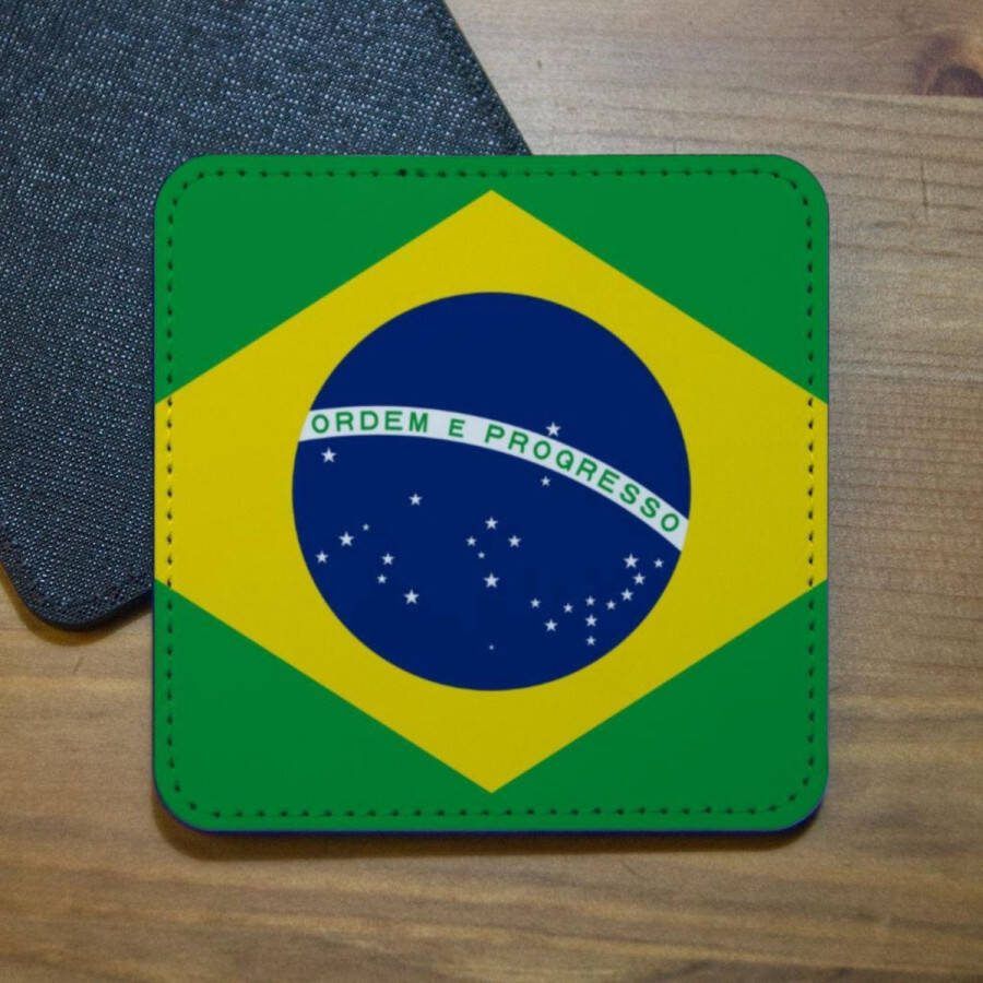 ILOJ onderzetter Braziliaanse vlag van Brazilië vierkant