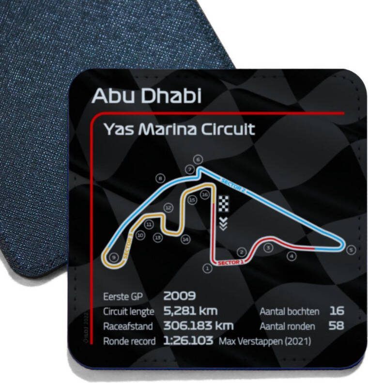 ILOJ onderzetter Formule 1 circuit Abu Dhabi Yas Marina Circuit 2022 vierkant