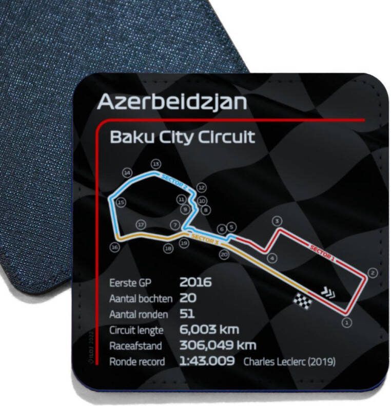 ILOJ onderzetter Formule 1 circuit Azerbeidzjan Baku City Circuit 2022 vierkant
