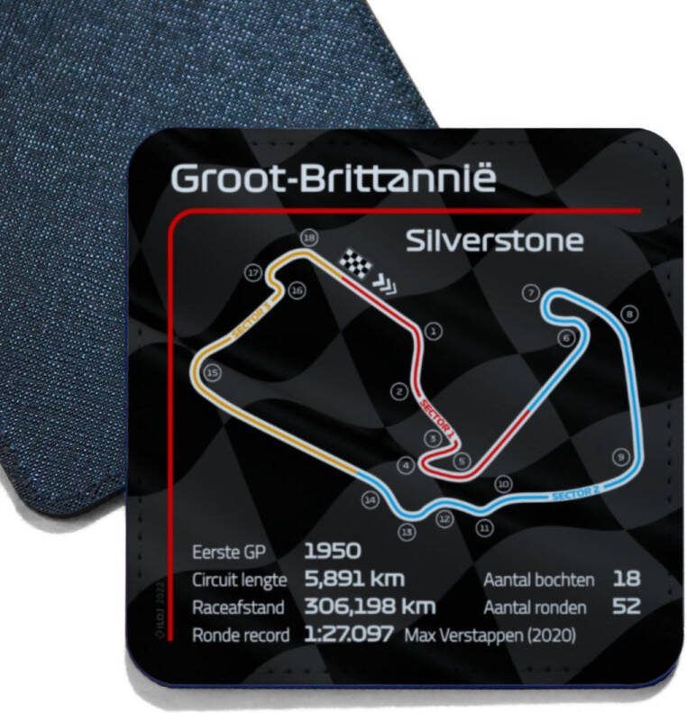 ILOJ onderzetter Formule 1 circuit Groot-Brittannië Silverstone 2022 vierkant