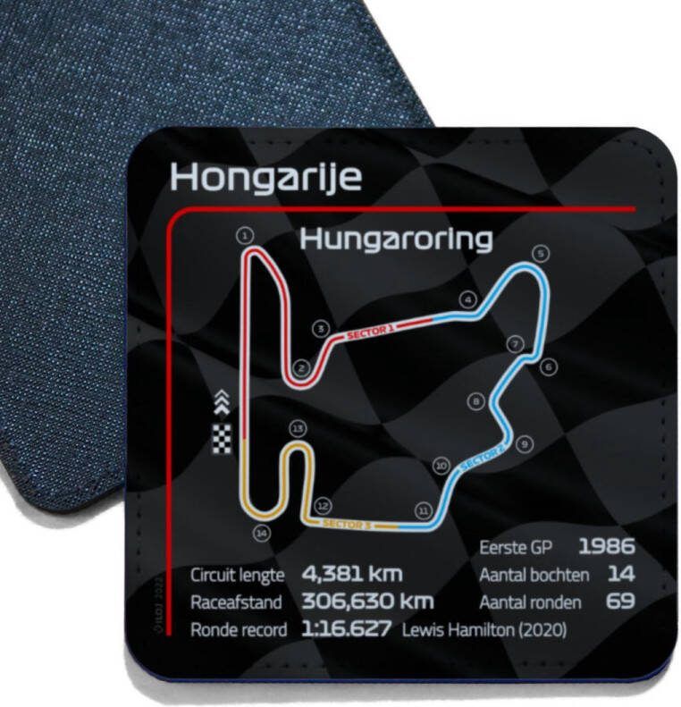 ILOJ onderzetter Formule 1 circuit Hongarije Hungaroring 2022 vierkant