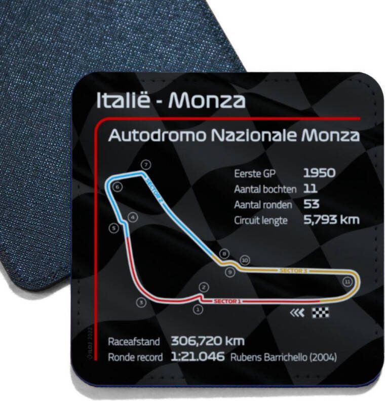 ILOJ onderzetter Formule 1 circuit Italië Autodromo Nazionale Monza 2022 vierkant