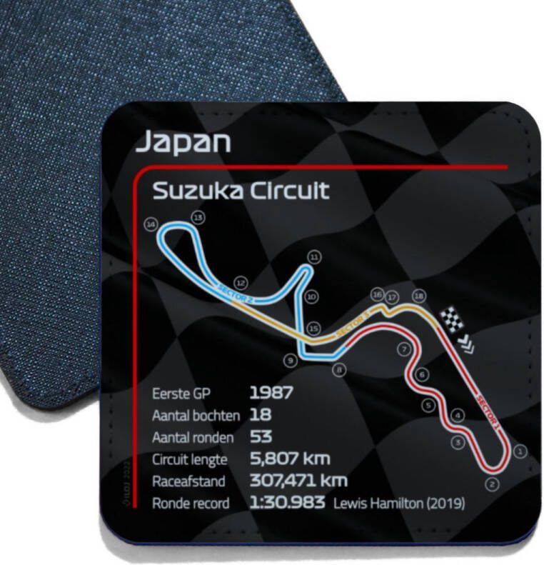 ILOJ onderzetter Formule 1 circuit Japan Suzuka Circuit 2022 vierkant