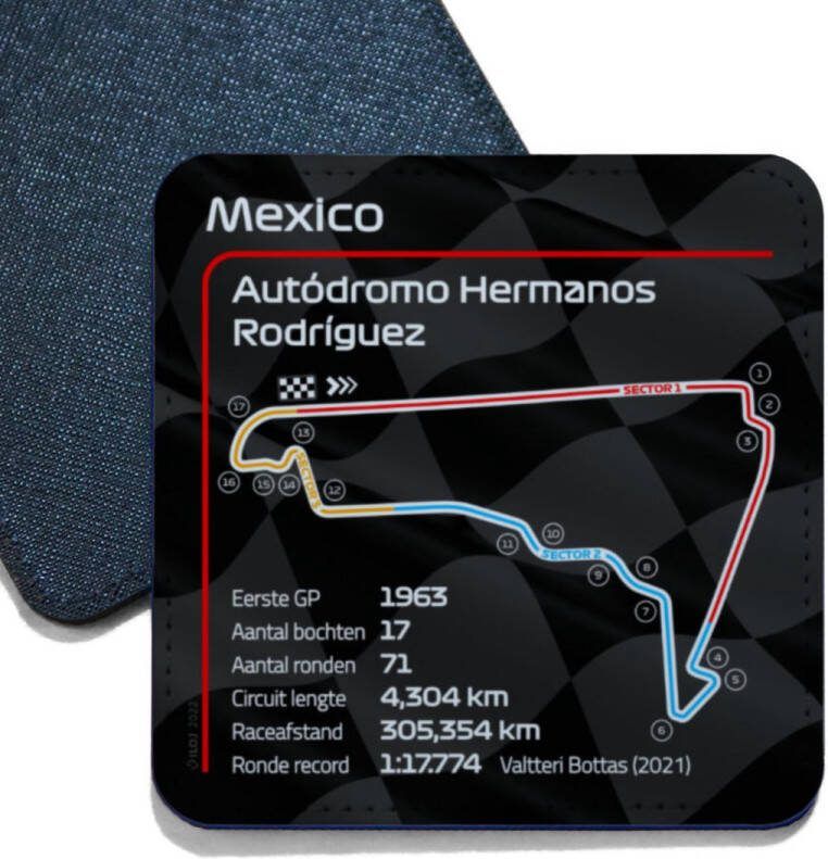 ILOJ onderzetter Formule 1 circuit Mexico Autódromo Hermanos Rodríguez 2022 vierkant
