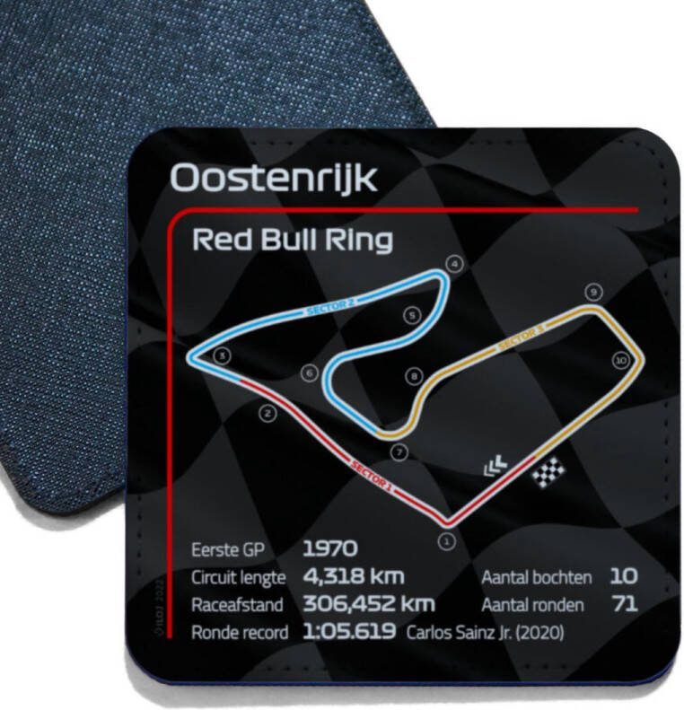 ILOJ onderzetter Formule 1 circuit Oostenrijk Red Bull Ring 2022 vierkant