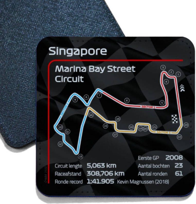 ILOJ onderzetter Formule 1 circuit Singapore Marina Bay Street Circuit 2022 vierkant