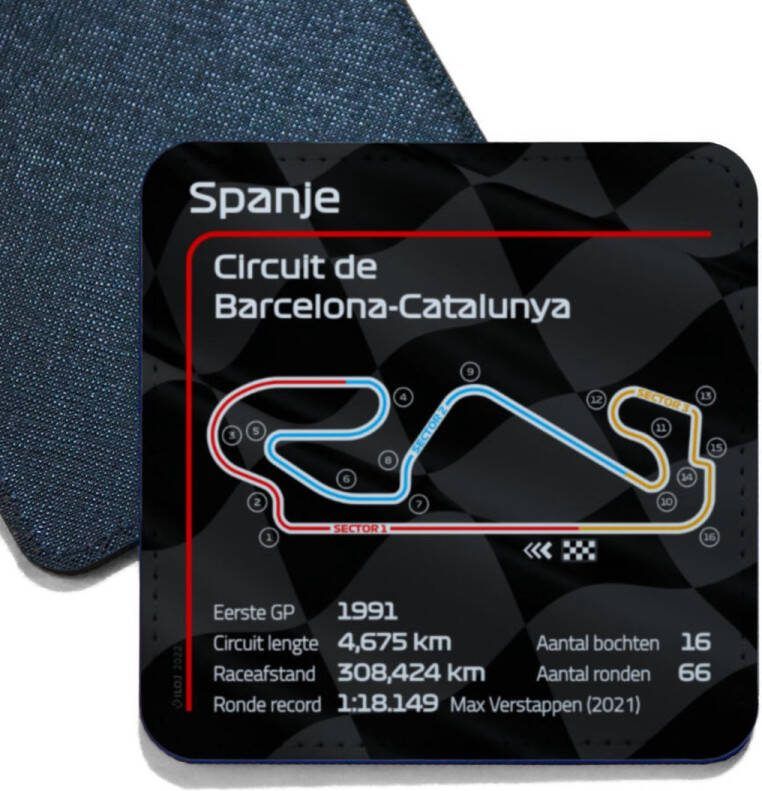 ILOJ onderzetter Formule 1 circuit Spanje Circuit de Barcelona-Catalunya 2022 vierkant