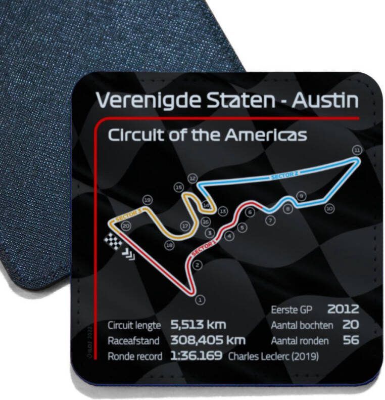 ILOJ onderzetter Formule 1 circuit Verenigde Staten Circuit of the Americas 2022 vierkant
