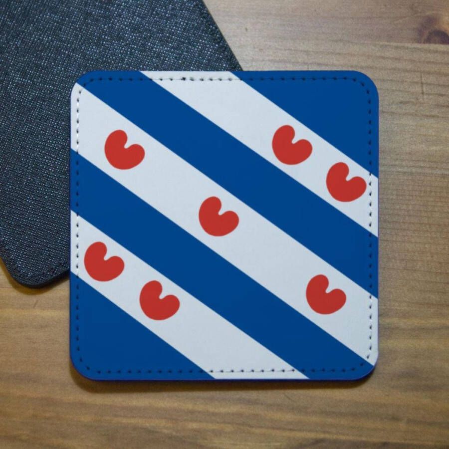 ILOJ onderzetter Friese vlag van provincie Friesland vierkant