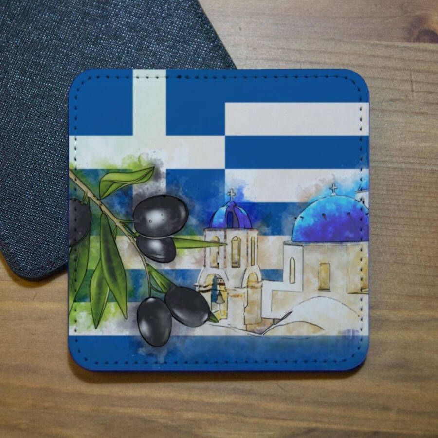 ILOJ onderzetter Griekenland Santorini vierkant