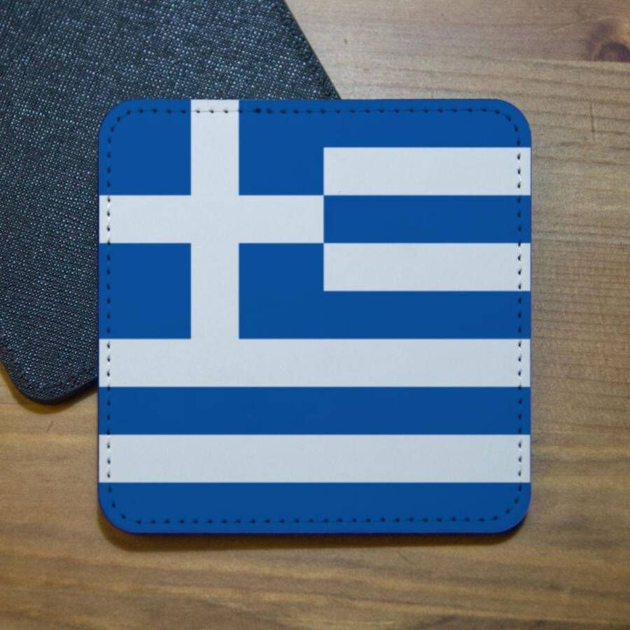 ILOJ onderzetter Griekse vlag van Griekenland vierkant