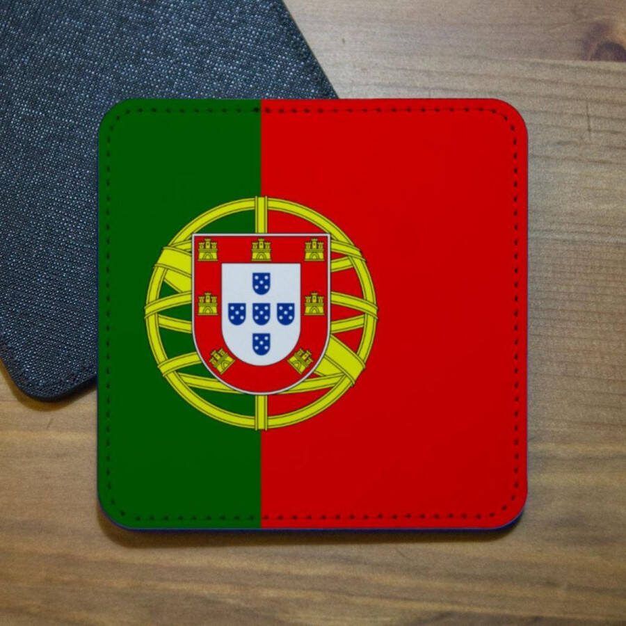 ILOJ onderzetter Portugese vlag van Portugal vierkant