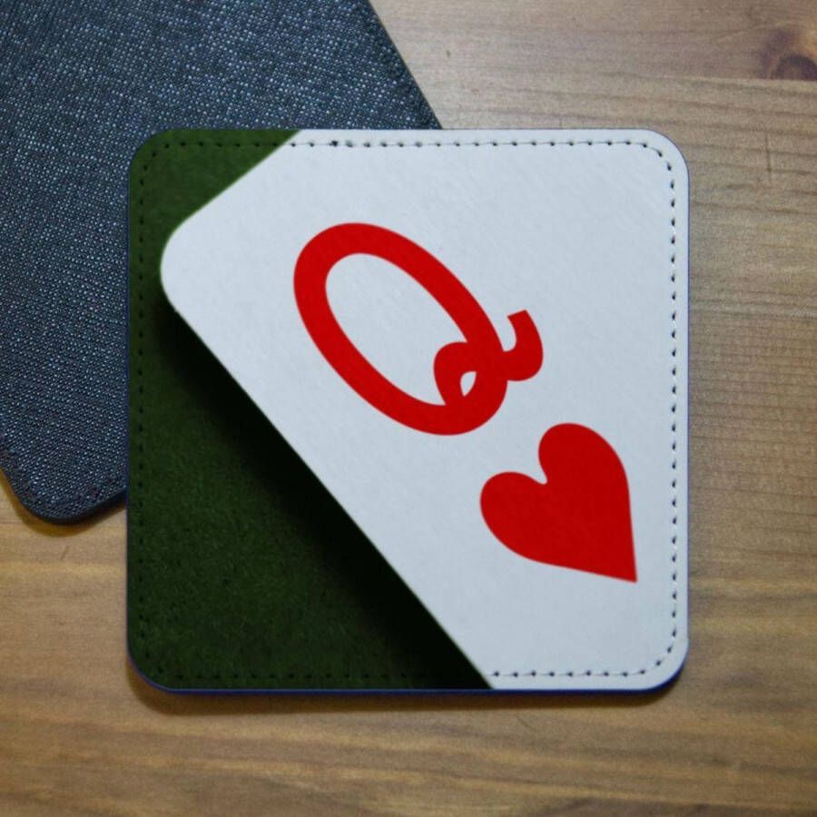 ILOJ onderzetter speelkaart harten vrouw vierkant