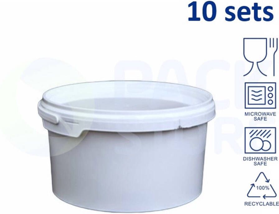 Ilsen 10 x ronde witte emmer met deksel 3 5 liter met garantiesluiting geschikt voor diepvries en vaatwasser geschikt voor food & non-food geproduceerd in Nederland!