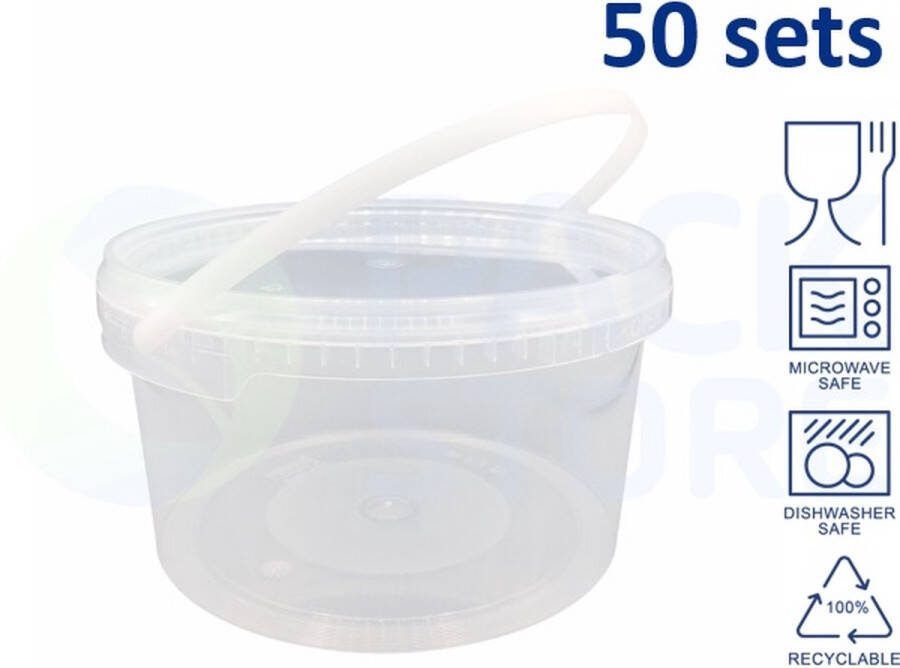 Ilsen 50 x ronde transparante emmer met deksel 3 5 liter met garantiesluiting geschikt voor diepvries en vaatwasser geschikt voor food & non-food geproduceerd in Nederland