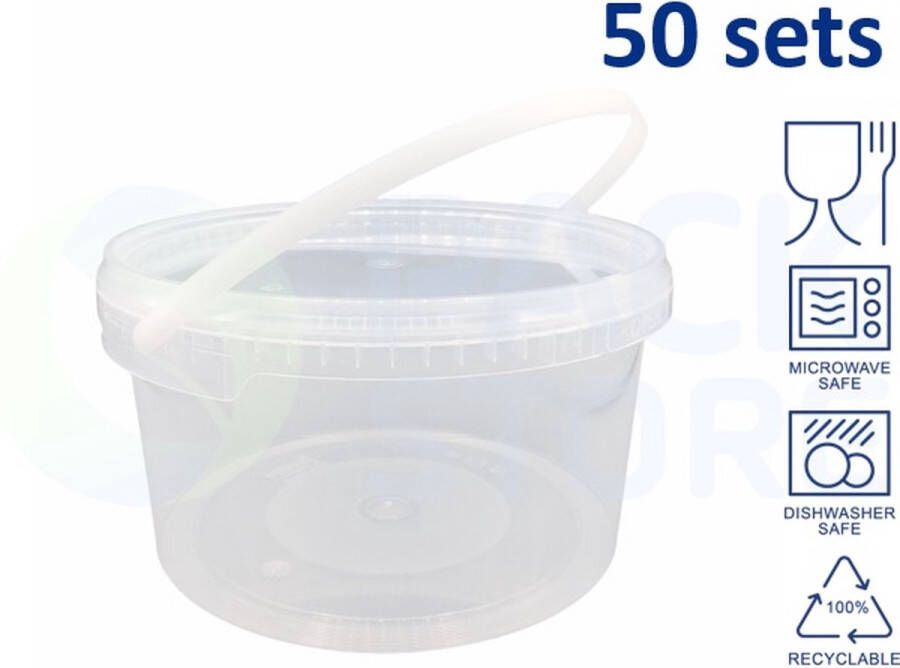 Ilsen 50 x ronde transparante emmer met deksel 3 5 liter met garantiesluiting geschikt voor diepvries en vaatwasser geschikt voor food & non-food geproduceerd in Nederland