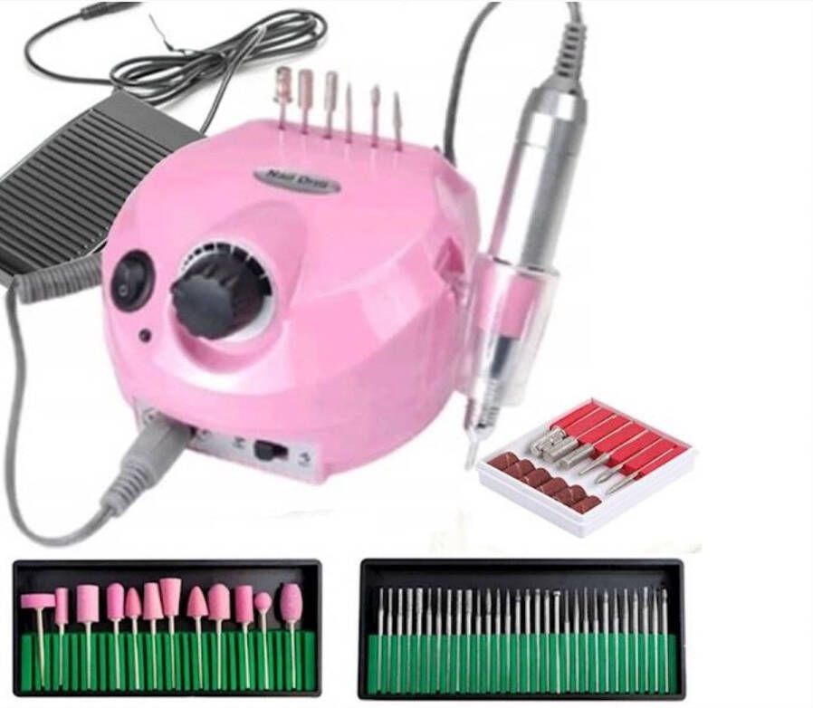 Ilso electrische nagelfrees roze inclusief bitjes en schuurrolletjes nagelvijl 65W manicure pedicure