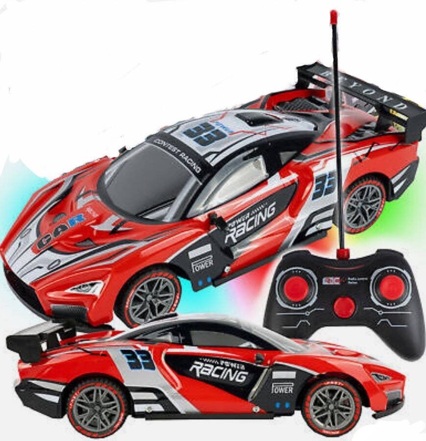 Ilso race auto afstandbestuurbaar RC auto 1:12 met licht inclusief batterijen
