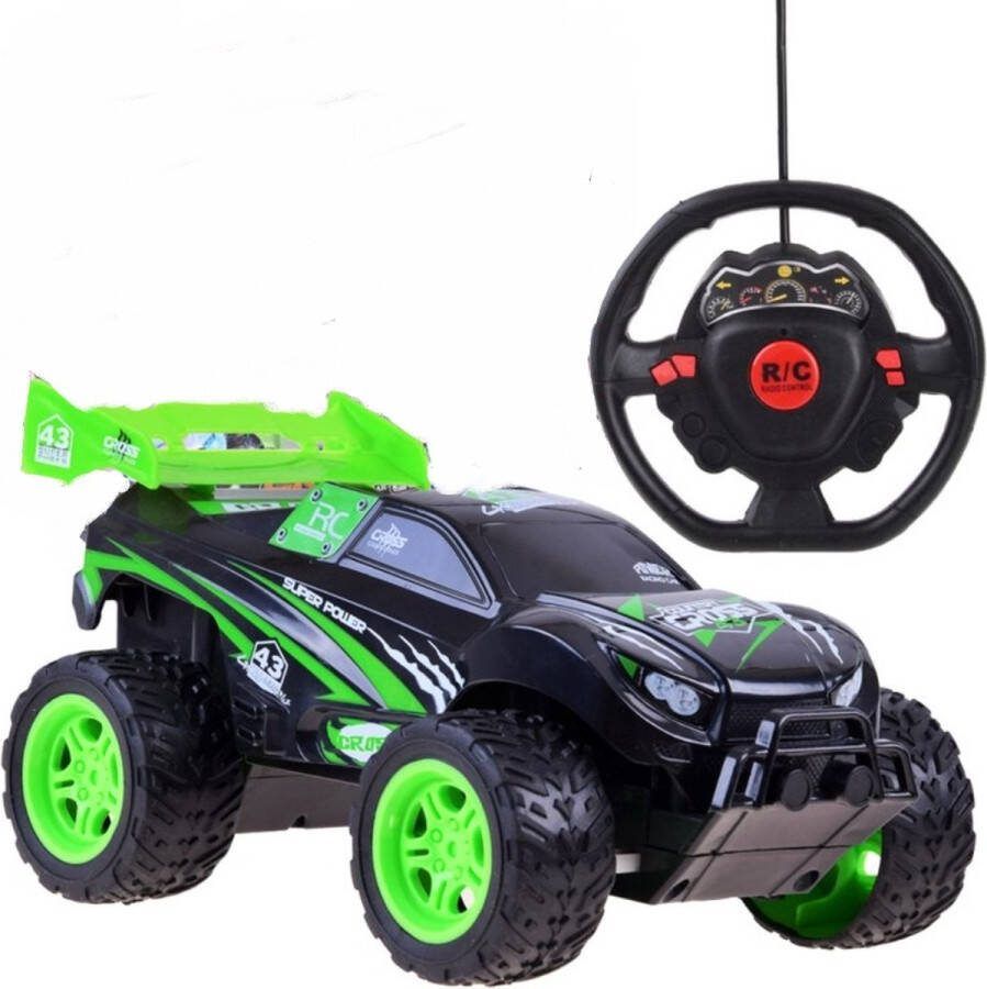 Ilso race auto afstandbestuurbaar speelgoed auto rc auto 1:18 voor binnen en buiten groen inclusief batterijen