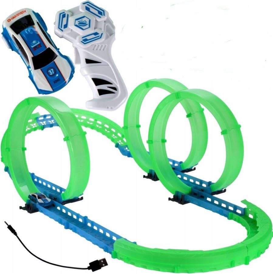 Ilso RC glow in the dark racebaan looping met afstandbediening radio controlled 38 delig