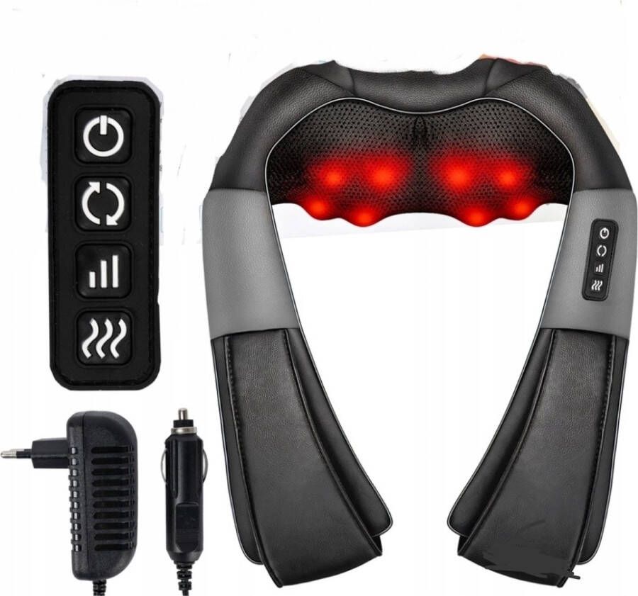 Ilso Shiatsu massagekussen schouder nek en rug massage met warmtefunctie 12V stekker timer zwart