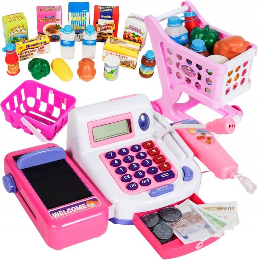 Ilso speelgoed Kassa met scanner roze winkeltje spelen geluid inclusief batterijen