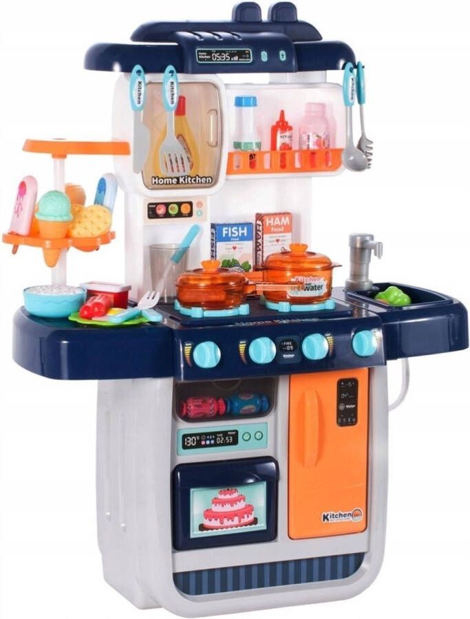 Ilso speelgoed keuken Kookgeluid Stoom Blauw – Kinderkeuken Keukenspullen Ingrediënten Keukengerei Eten en drinken Koken Bereiden Keukenset inclusief batterijen