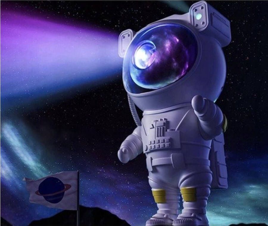 Ilso Sterren Projector Astronaut Nachtlampje Kinder Lamp Sterrenhemel Roterende LED Projectielamp met Afstandsbediening Timer Inclusief batterijen