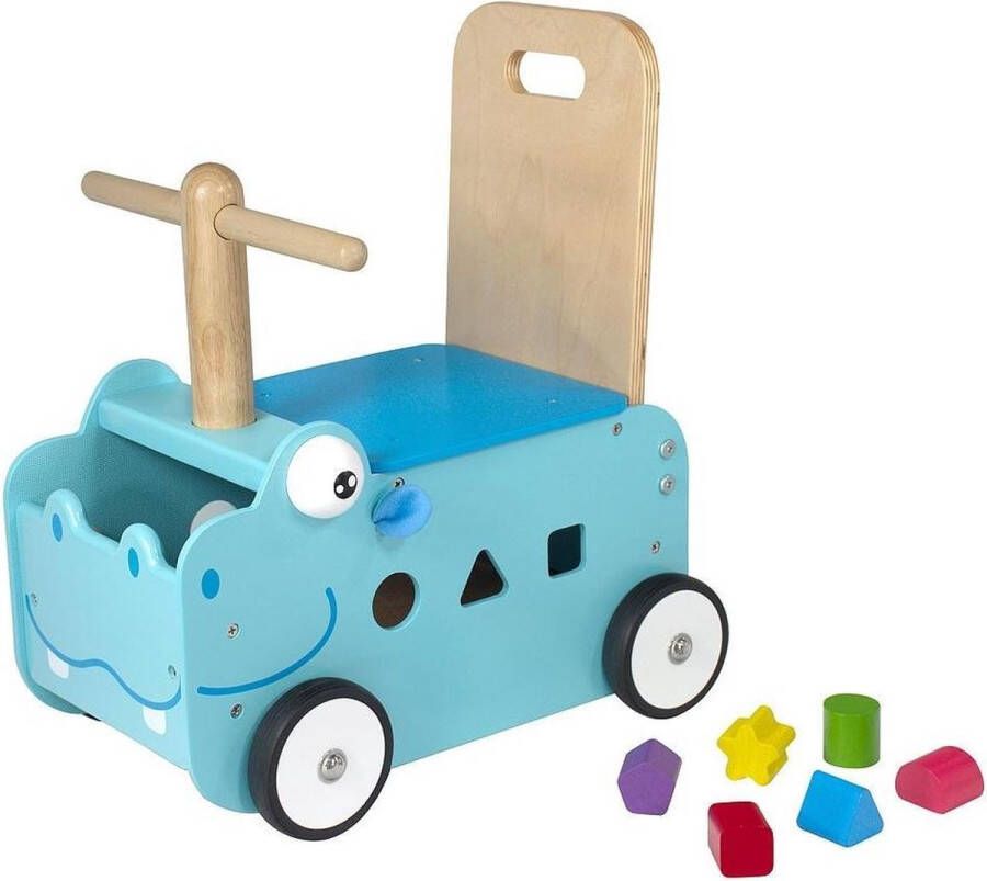 I'm Toy Houten Loopwagen met blokken Nijlpaard