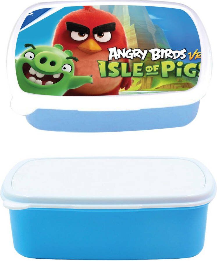 Image broodtrommel lunchbox angry birds isle of pigs blauw schoolspullen