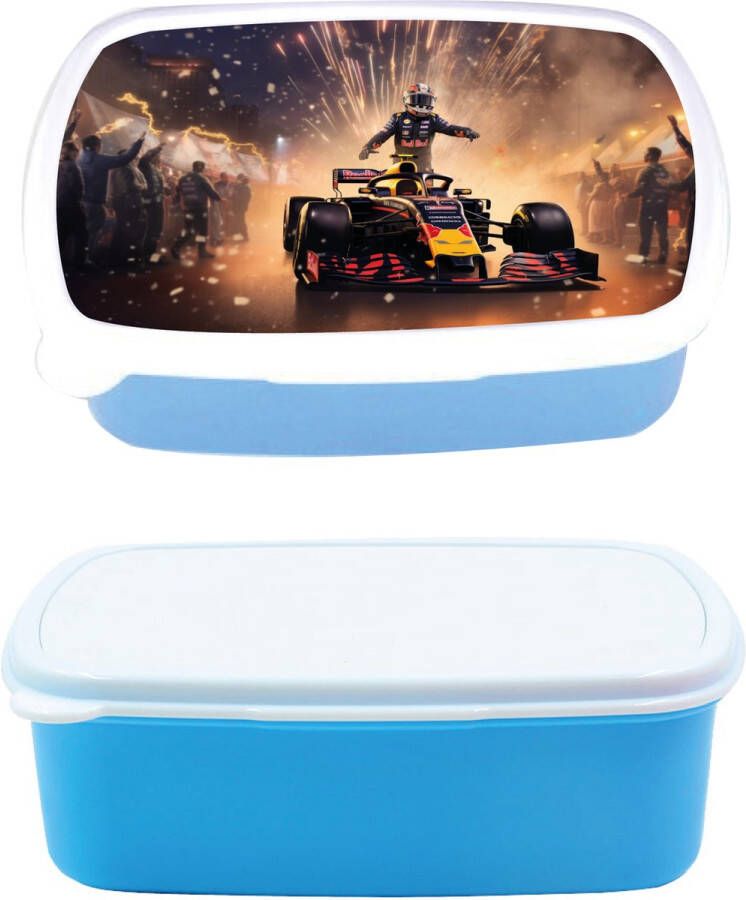 Image broodtrommel lunchbox max verstappen kampioen 2023 blauw schoolspullen