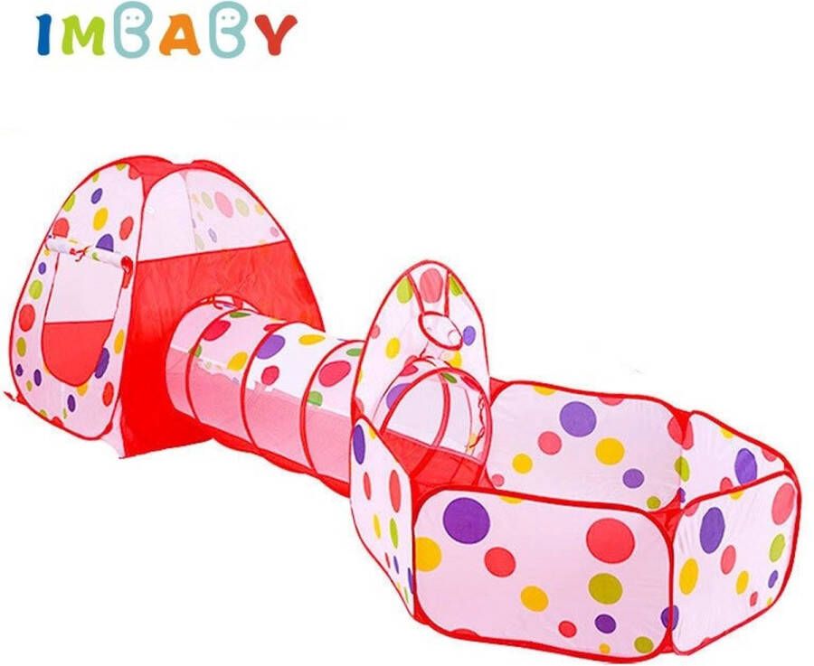 IMBABY Baby Speeltent – Tent Kinderen Speeltent – Opvouwbare Speeltent – Speeltent Meisjes – Speeltent Jongens – Wit Rood