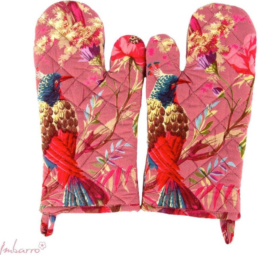 Imbarro Home & Fashion Imbarro Fashion & Home Paradise Ovenwanten Paradise Rose set of 2 100 % katoen met ophanglus