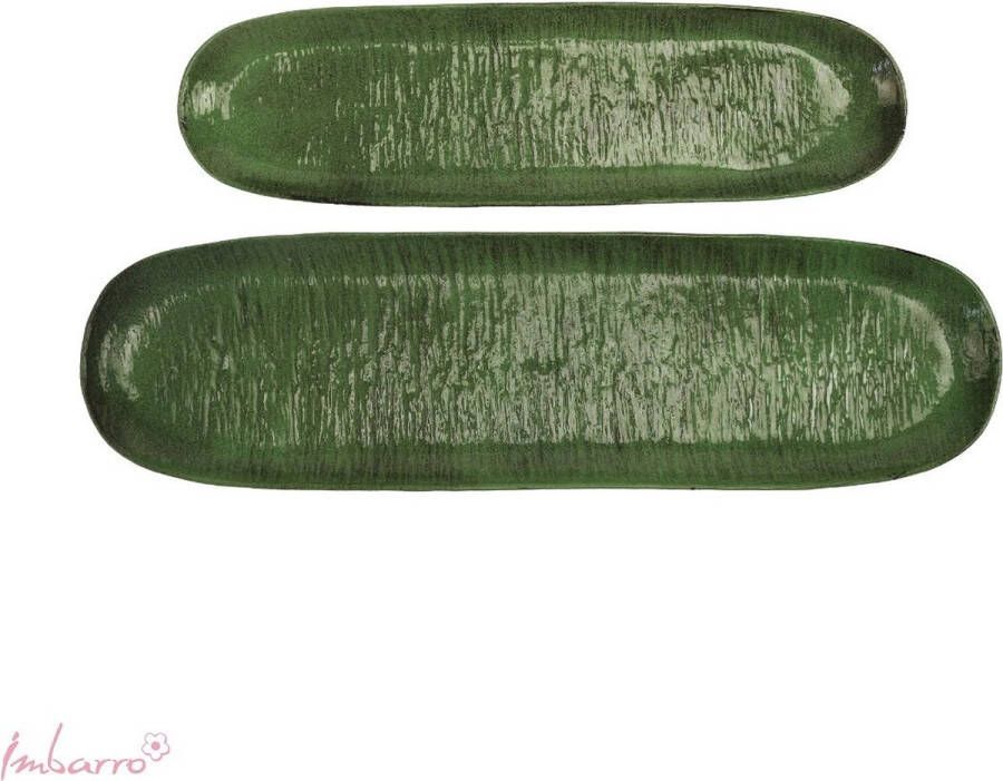 Imbarro Home & Fashion Imbarro Tray Dienblad Schaal Set 2 Lupina Vintage Green Metaal