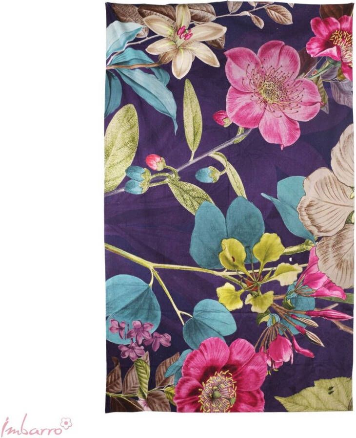 Imbarro home & fashion levendig kleurrijk en uitbundige bloemen print plaid in de kleur paars 130 x 150 cm