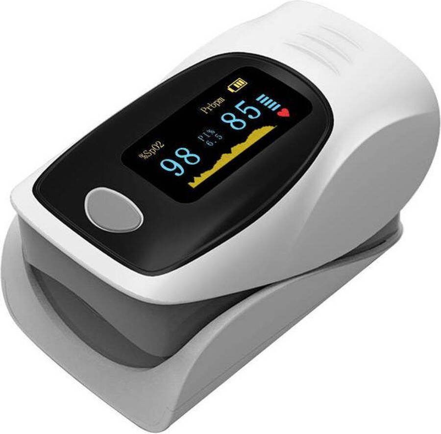IMDK Saturatiemeter Zuurstofmeter vinger Best Getest Pulse Oximeter Incl. batterijen Wit ABS 1.5V-blok Batterij Medisch hulpmiddel