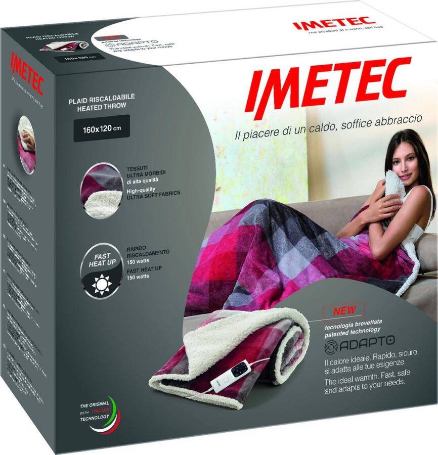 Imetec 16715 elektrische deken kussen Elektrisch deken 150 W Meerkleurig Fluweel