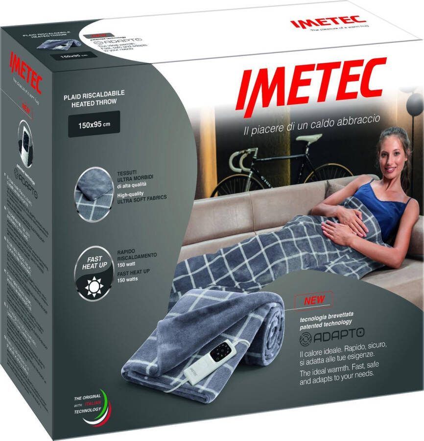 Imetec 16775 elektrische deken kussen Elektrisch deken 150 W Grijs Wit Fluweel