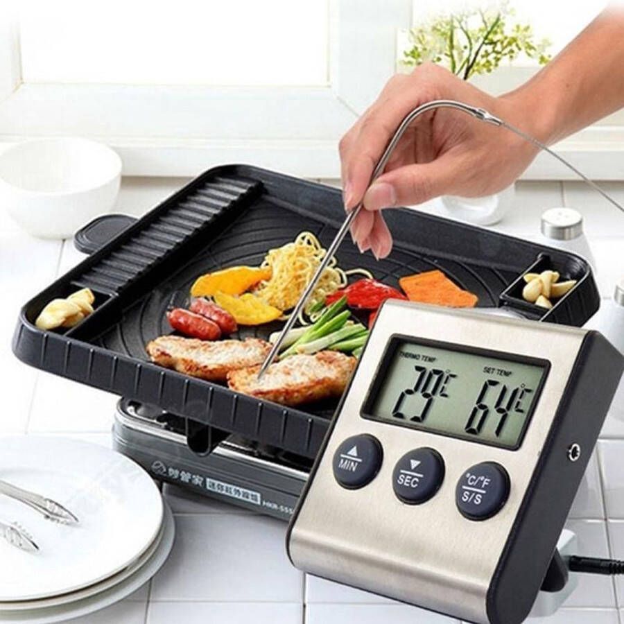 IMPAQT Digitale Voedselthermometer & Timer Kookthermometer Vleesthermometer Oven Thermometer Kernthermometer BBQ Thermometer