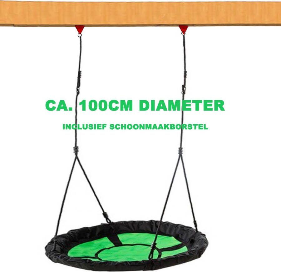 IMPAQT Nestschommel buitenspeelgoed 100cm diameter inclusief schoonmaakborstel Slinger schommel- Nest Schommel Groen