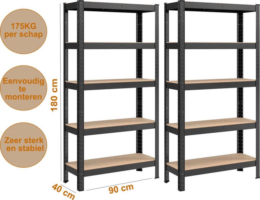 IMPAQT Opbergrek 90 cm breed 875 kg draagkracht Zwart 2 stuks