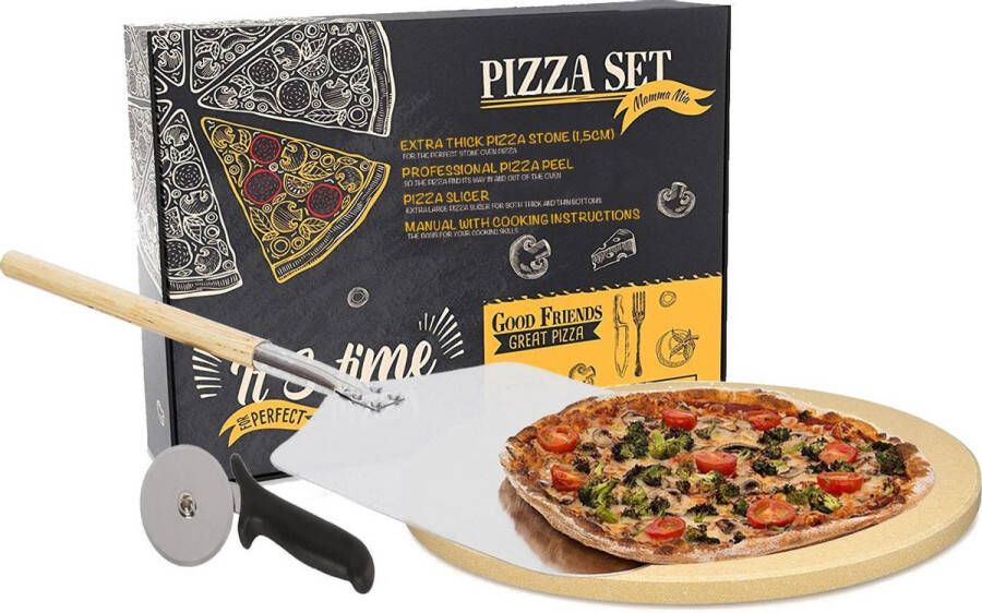 IMPAQT Pizza set Extra dikkePizzasteen luxe pizzaschep en pizzasnijder