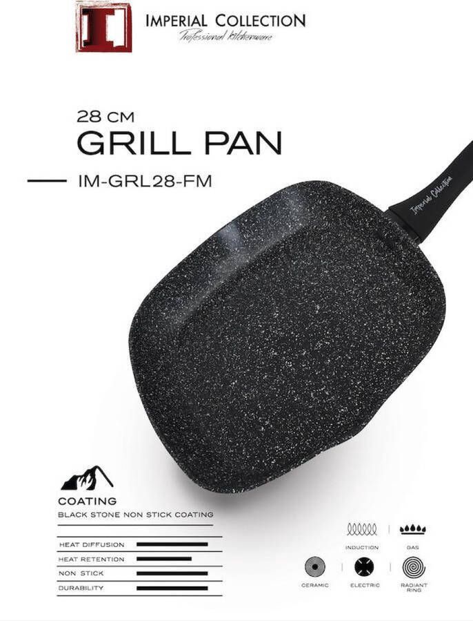 Imperial Collection IM-GRL28-FM: 28 cm Marmeren Grillpan