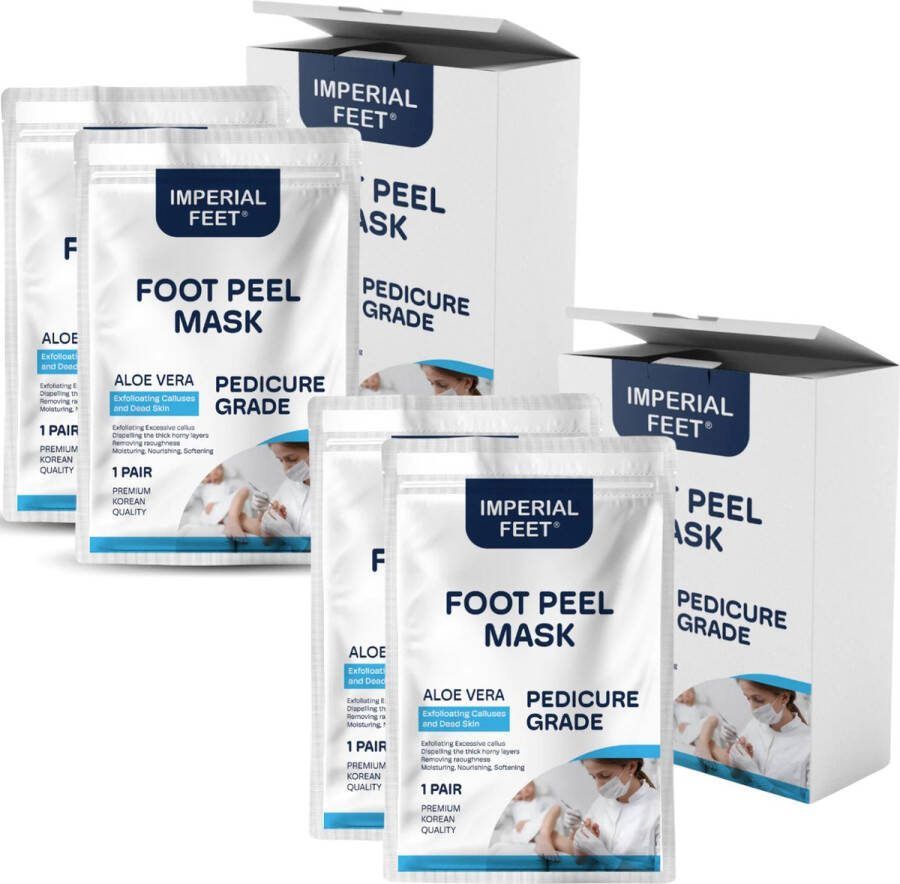 Imperial Feet 2 x Voet Peeling Masker 2 Pack (4pack totaal) Exfoliërend Voetmasker Pedicure Sokken Voet peeling Masker Voor Voet Aloe Vera Voet Peeling Masker Verwijdert Dode Huidcellen en Herstelt de Huid