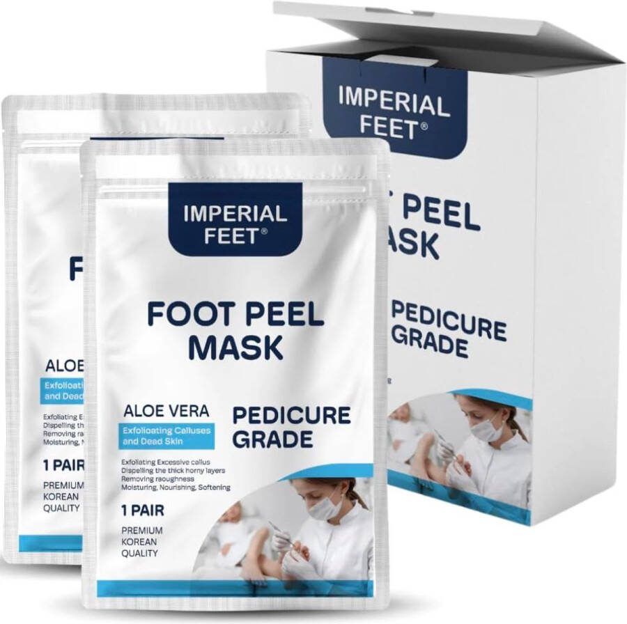 Imperial Feet Voet Peeling Masker 2 Pack Exfoliërend Voetmasker Pedicure Sokken Voet peeling Masker Voor Voet Aloe Vera Voet Peeling Masker Verwijdert Dode Huidcellen en Herstelt de Huid (Aloe Vera)