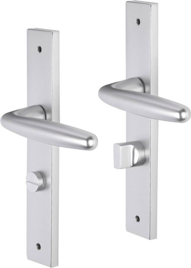 Impresso Cambridge Deurklink – Deurbeslag – Vierkant – Deurschild met Schroeven en Toiletsluiting – Zilver