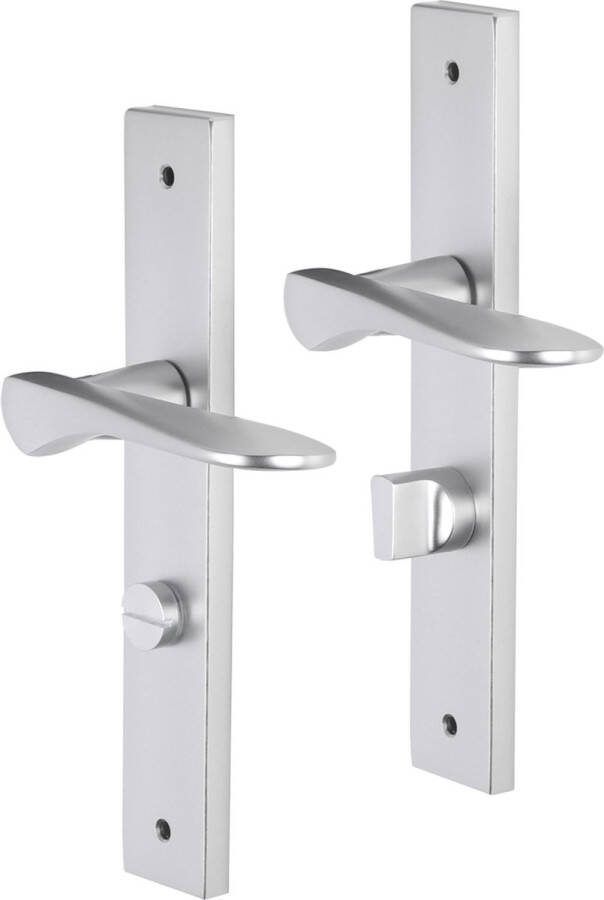 Impresso Watford Deurklink – Deurbeslag – Vierkant – Deurschild met Schroeven en Toiletsluiting – Aluminium
